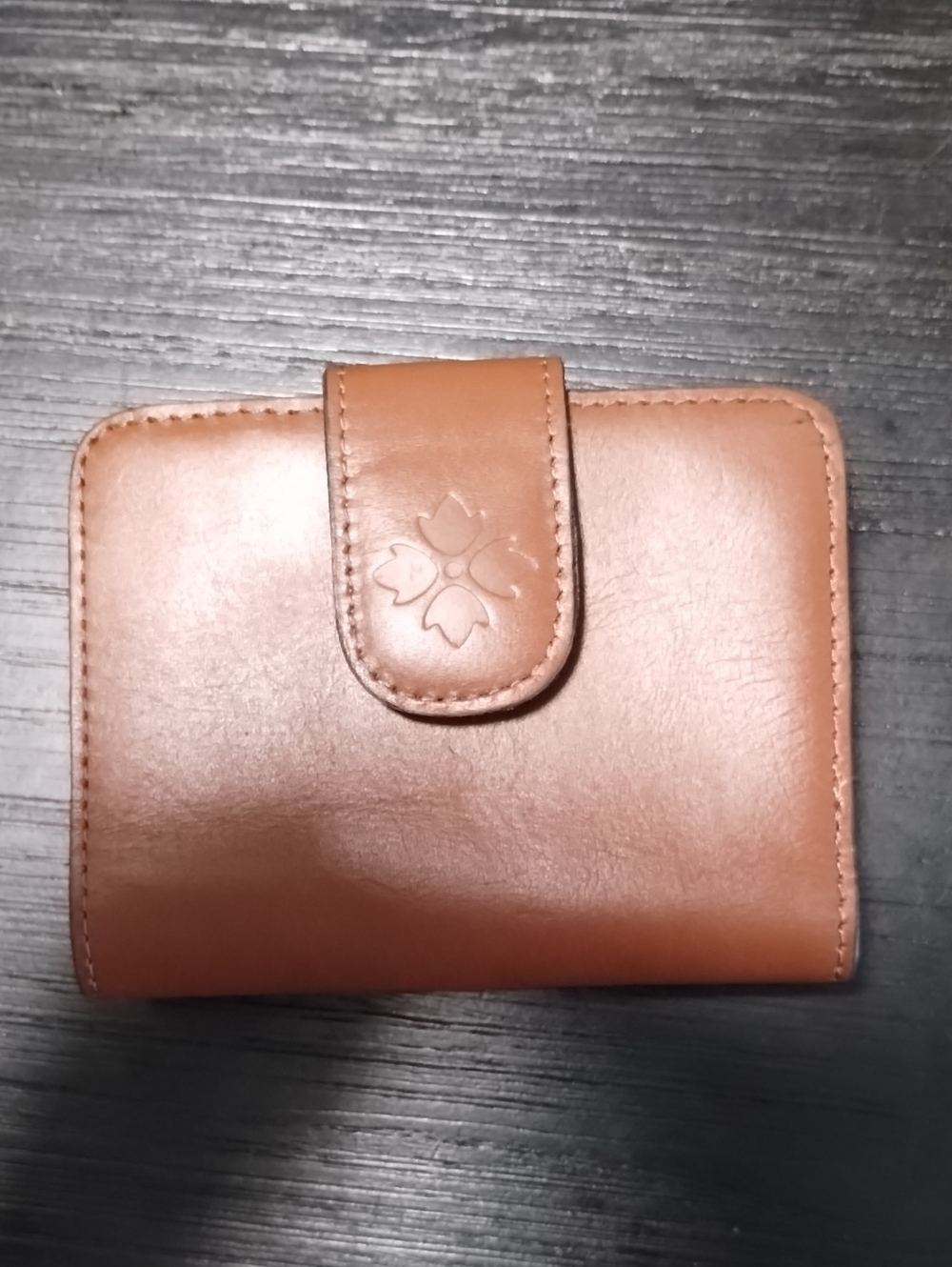 Elegant Patricia Nash Leather Snap Wallet in Brown with Floral Embossing